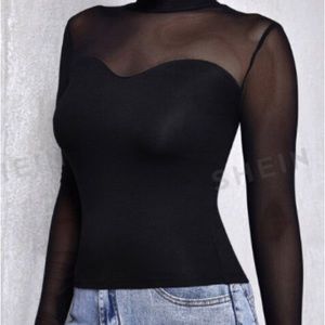 Black mesh top